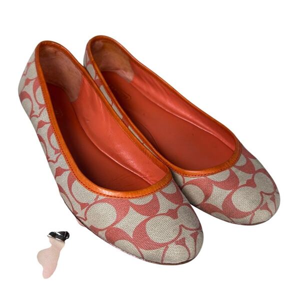 Coach Shoes - Coach Vintage Y2K Leather Signature C Orange & Cream Ballet Flats Women's 8.5